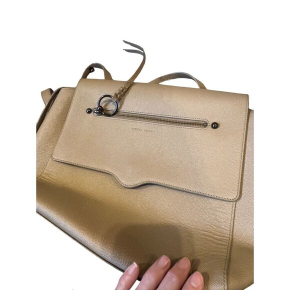 Rebecca Minkoff Beige Leather Crossbody Bag With Adjustable Strap & Front Zipper main image 9